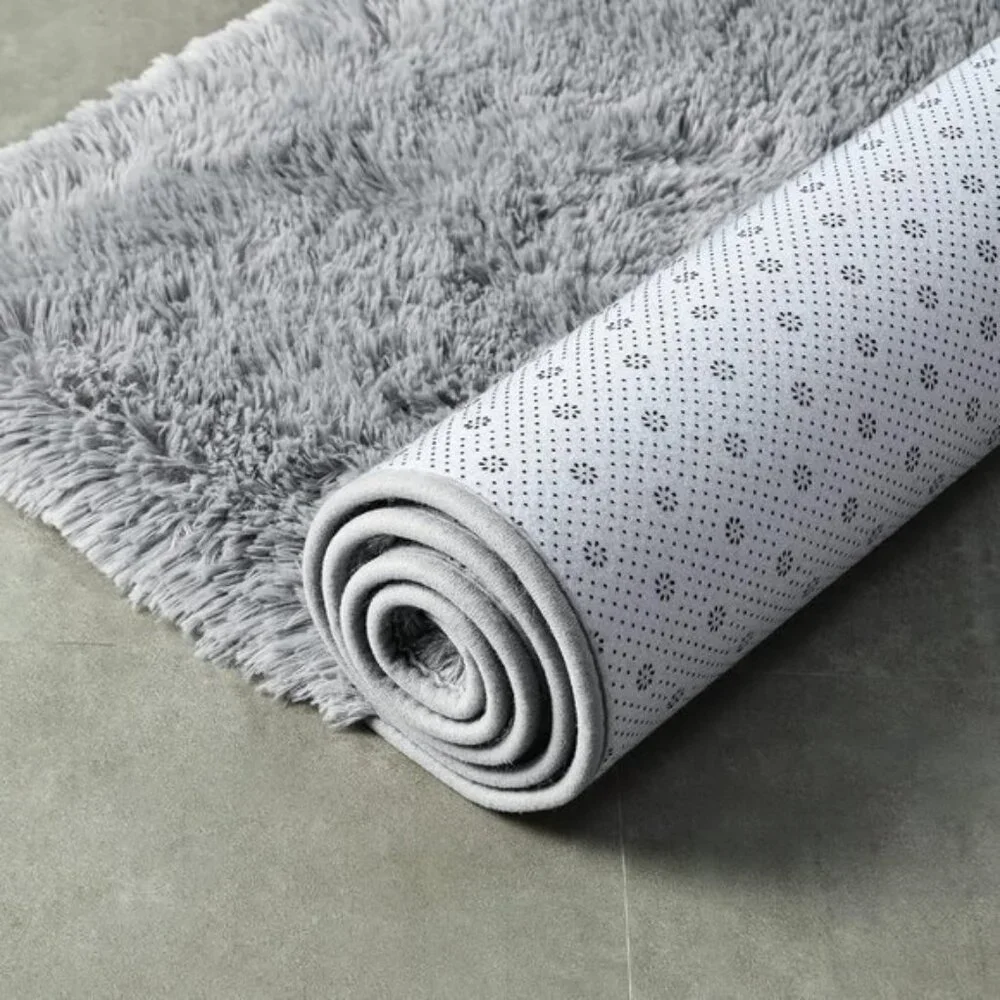 New 4x6 Soft Fluffy Area Rug, Shaggy Grey Plush Carpet for Bedroom Decor